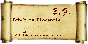Boháts Florencia névjegykártya
